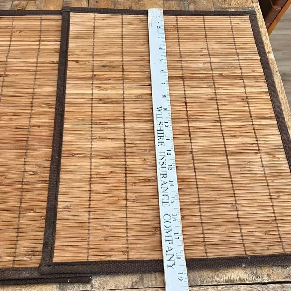 Bamboo Slat Placemat Set of 5 with Brown Fabric Border